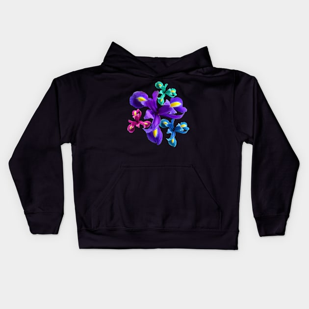 Irises, iris, iris flowers, petals, floral, flower Kids Hoodie by rh_naturestyles